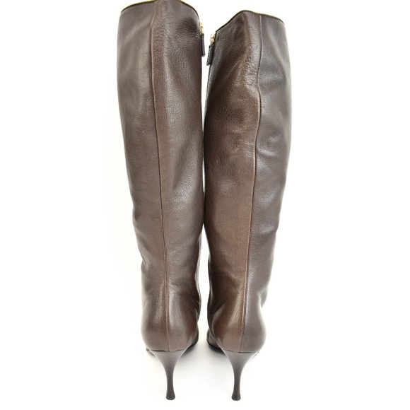 GUCCI: Brown, Leather & Logo, Tall Boots - Picture 5 of 8